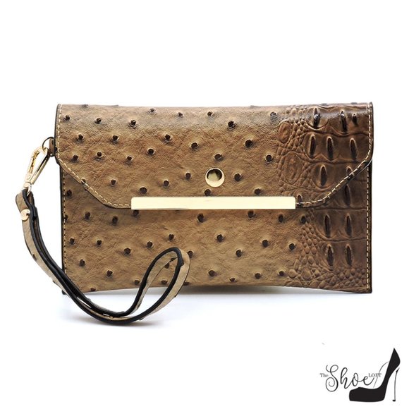 Veda Ostrich Tote and Clutch Set - Picture 5 of 6